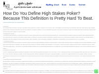 How Do You Define High Stakes Poker? Because This Definition Is Pretty