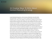 11 Creative Ways To Write About Content Marketing Strat...