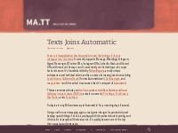 Texts Joins Automattic | Matt Mullenweg