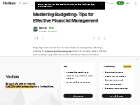 Mastering Budgeting: Tips for Effective Financial Management | by Dan 