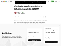 Can I get a loan for admission to MBA Colleges in Delhi NCR? | by KCC-