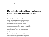 Mercedes Substitute Keys   Unlocking Peace Of Mind And Convenience   m