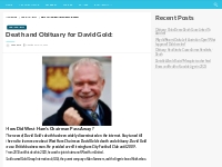 Death and Obituary for David Gold: