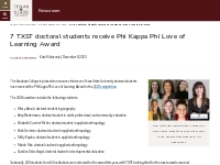        7 TXST doctoral students receive Phi Kappa Phi Love of Learning