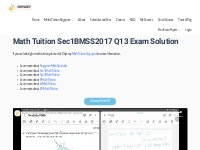 Math Tuition Sec1BMSS2017 Q13 Exam Solution - Odyssey Math Tuition