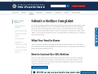 Submit a Hotline Complaint | Office of Inspector General | Government 