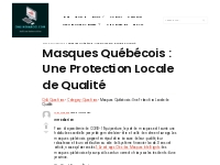 Masques Québécois : Une Protection Locale de Qualité -