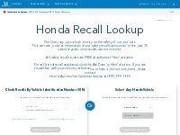 Recall Information for Safety & Defects | Honda Owners Site