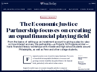 The Economic Justice Partnership focuses on creating an equal financia