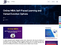 Online MBA: Self-Paced Learning and Varied Duration Options