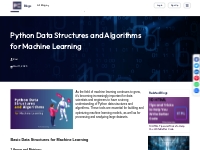 Python Data Structures and Algorithms for Machine Learning