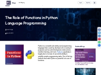 The Role of Functions in Python Language Programming