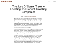 The Joys Of Senior Travel   Locating The Perfect Traveling Companion  
