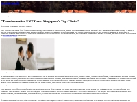  Transformative ENT Care: Singapore s Top Clinics    hoodgram46