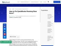 How to Fix QuickBooks Running Slow Error? - QAsolved