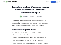 Troubleshooting Common Issues with QuickBooks Database Server Manager