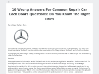 10 Wrong Answers For Common Repair Car Lock Doors Questions: Do You Kn