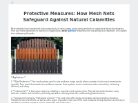 Protective Measures: How Mesh Nets Safeguard Against Natural Calamitie