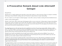 A Provocative Remark About Link Alternatif Gotogel