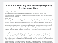 8 Tips For Boosting Your Nissan Qashqai Key Replacement Game