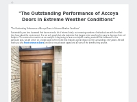  The Outstanding Performance of Accoya Doors in Extreme Weather Condit