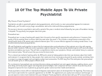 10 Of The Top Mobile Apps To Uk Private Psychiatrist