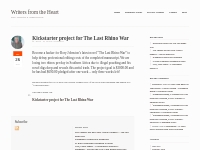 Kickstarter project for The Last Rhino War - Writers from the Heart