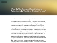 What Is The Reason Mesothelioma Asbestosis Is The Best ...