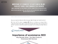 Importance of ecommerce SEO Why Samyak Online - Your Be...