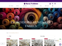   Shop Beautiful Embroidered Munga Silk Fabrics Online | Saroj Fabric