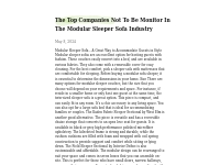 The Top Companies Not To Be Monitor In The Modular Sleeper Sofa Indust