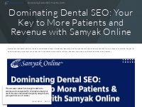 Dominating Dental SEO: Your Key to More Patients and Revenue with Samy