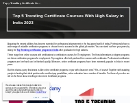 Top 5 Trending Certificate Courses With High Salary in India 2023