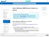 Add a Windows WMI Service Check to a Device