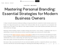 Mastering Personal Branding: Essential Strategies for Modern Business 