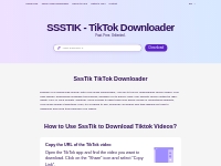 Download Videos TikTok in MP4, MP3 Formats with SSSTikTok - SSSTik Tik