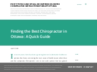 Finding the Best Chiropractor in Ottawa: A Quick Guide