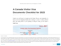 A Canada Visitor Visa Documents Checklist for 2023