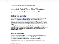 Uninstall QuickTime 7 for Windows - Apple Support