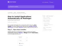 How to Install Applications Automatically at Hostinger | Hostinger Hel