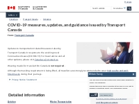 COVID-19 measures, updates, and guidance issued by Transport Canada
