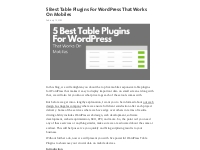 5 Best Table Plugins For WordPress That Works On Mobiles - Telegraph