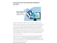 How To Increase Your WordPress Website’s Security? – Telegraph