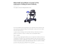 What NOT To Do When It Comes To The Automatic Folding Scooter Industry