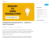 Simplifying Language Barriers – English to Hindi Translation - Transla