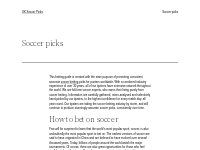 UK Soccer Picks   Soccer betting guide
