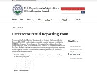 Contractor Fraud Reporting Form | U.S. Department of Agriculture OIG