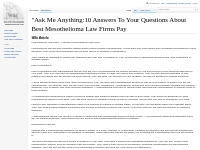  Ask Me Anything:10 Answers To Your Questions About Best Mesothelioma 