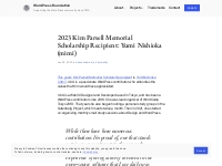 2023 Kim Parsell Memorial Scholarship Recipient: Yumi Nishioka (mimi) 