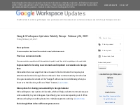  Google Workspace Updates: February 2021